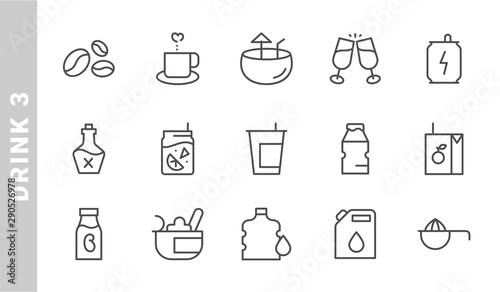 drink 3 icon set. Outline Style. each made in 64x64 pixel