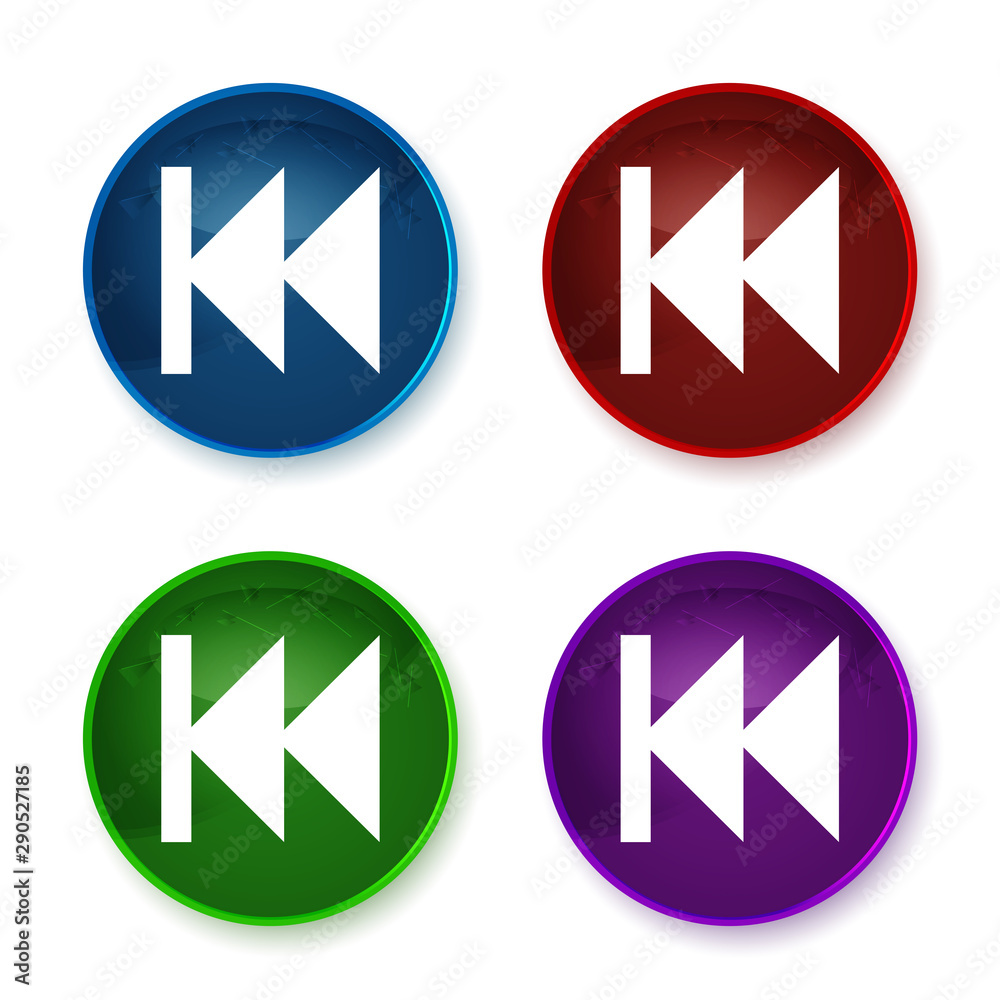 Previous track playlist icon shiny round buttons set illustration Previous track playlist icon shiny round buttons set illustration