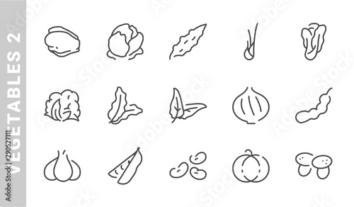 vegetables 2 icon set. Outline Style. each made in 64x64 pixel