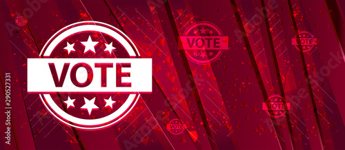 Vote badge icon Abstract design bright red banner background