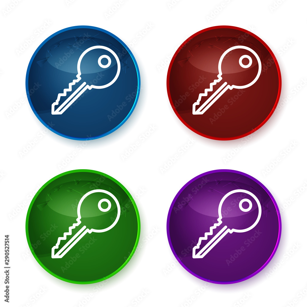 Key icon shiny round buttons set illustration Key icon shiny round buttons set illustration
