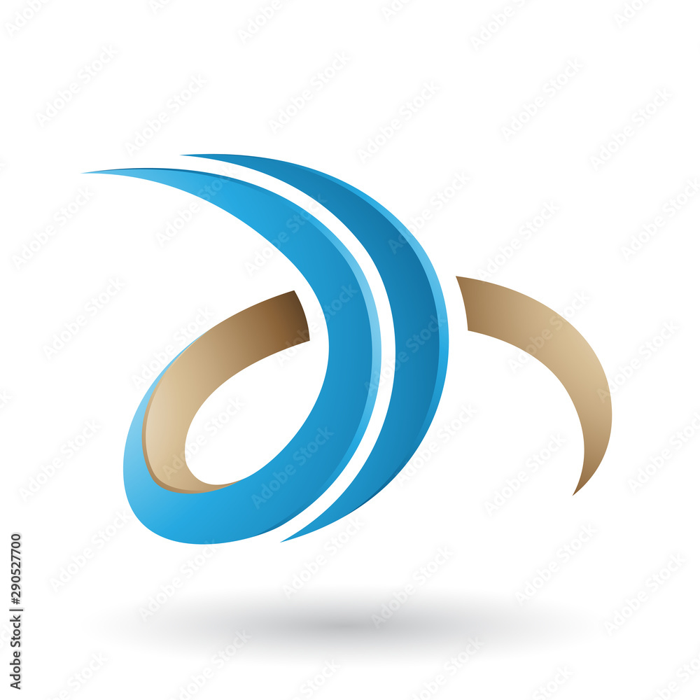 Blue and Beige 3d Curly Letter D and H Illustration Blue and Beige 3d Curly Letter D and H Illustration