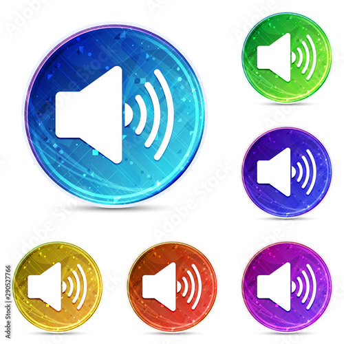 Bild auf Leinwand Volume speaker icon digital abstract round buttons set illustration