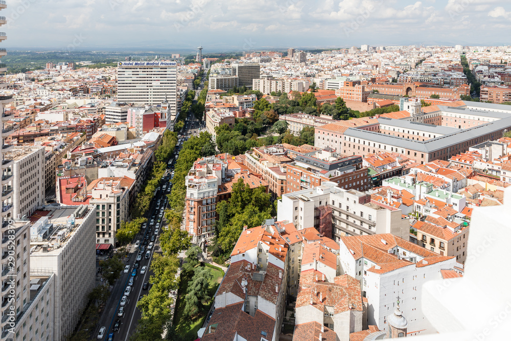 Panoramic aerial view in Madrid, capital of Spain, Europe.