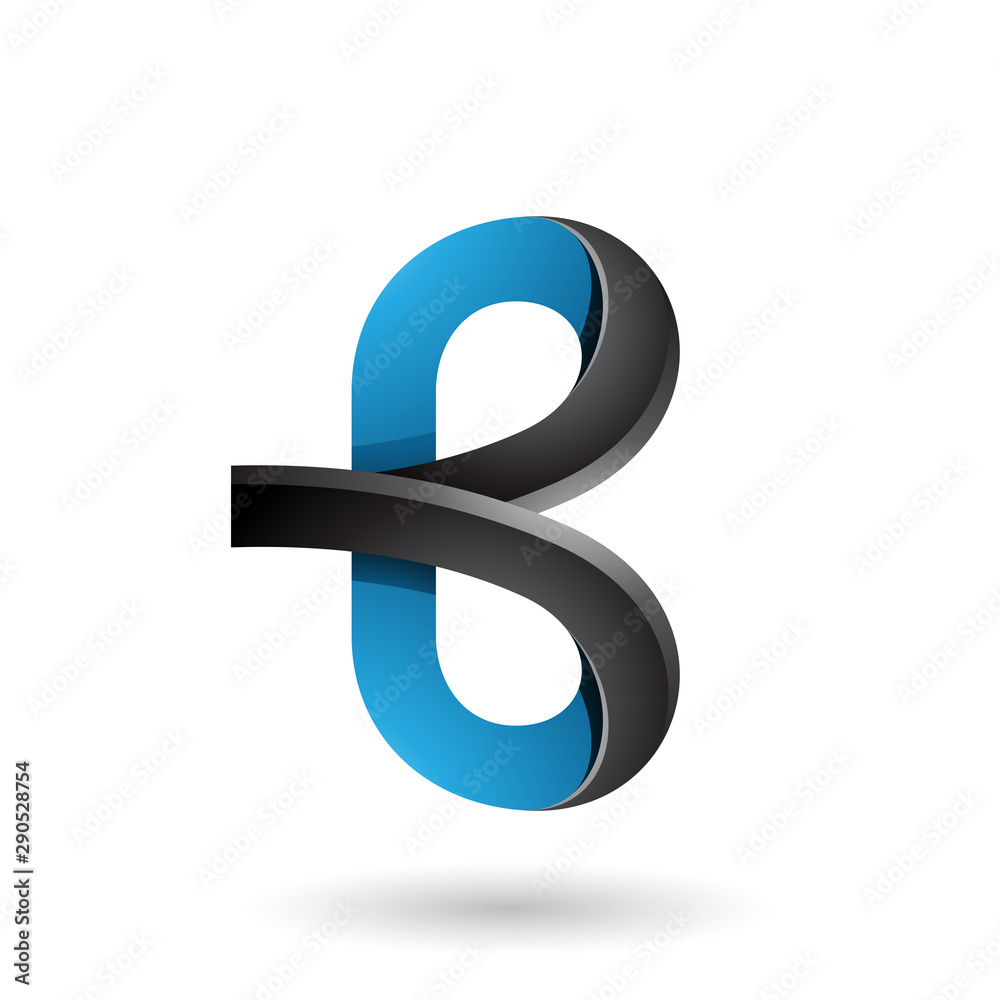 Blue and Black Bold Curvy Letter B Illustration Blue and Black Bold Curvy Letter B Illustration