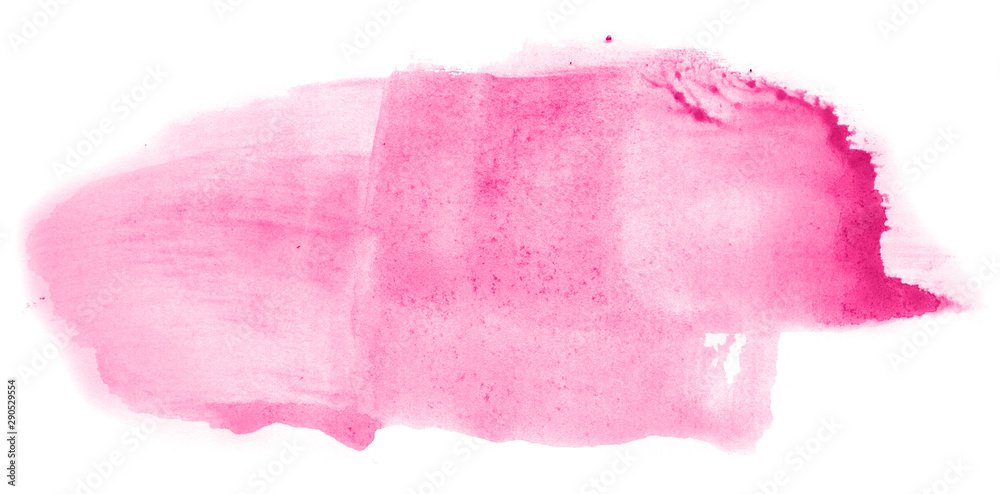 Abstract watercolor background hand-drawn on paper. Volumetric smoke elements. Pink color. For design, web, card, text, decoration, surfaces.