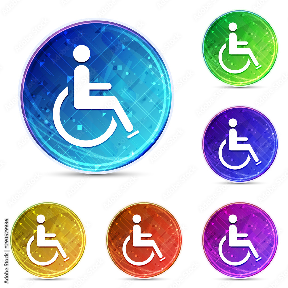 Wheelchair handicap icon digital abstract round buttons set illustration Wheelchair handicap icon digital abstract round buttons set illustration