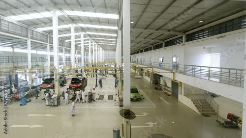 service center car repair station. Time lapse photo