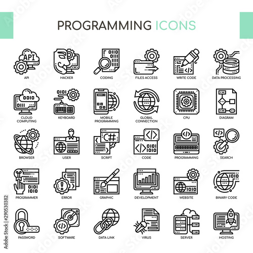 Programming , Thin Line and Pixel Perfect Icons