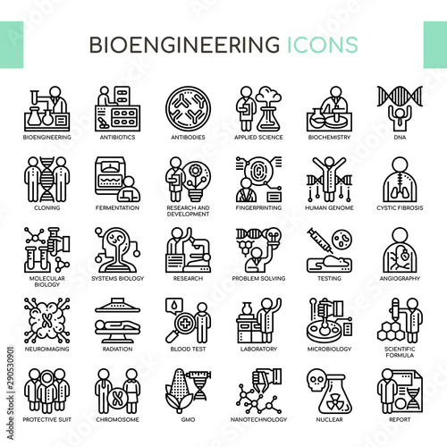 Bioengineering , Thin Line and Pixel Perfect Icons
