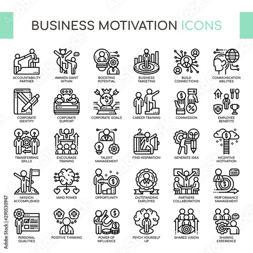 Business Motivation, Thin Line and Pixel Perfect Icons
