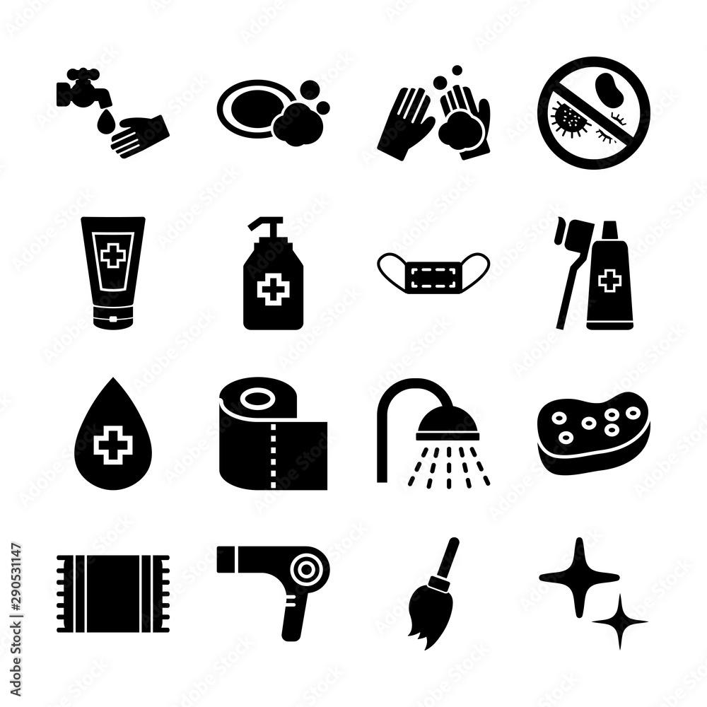 Fototapeta premium hygiene solid icons