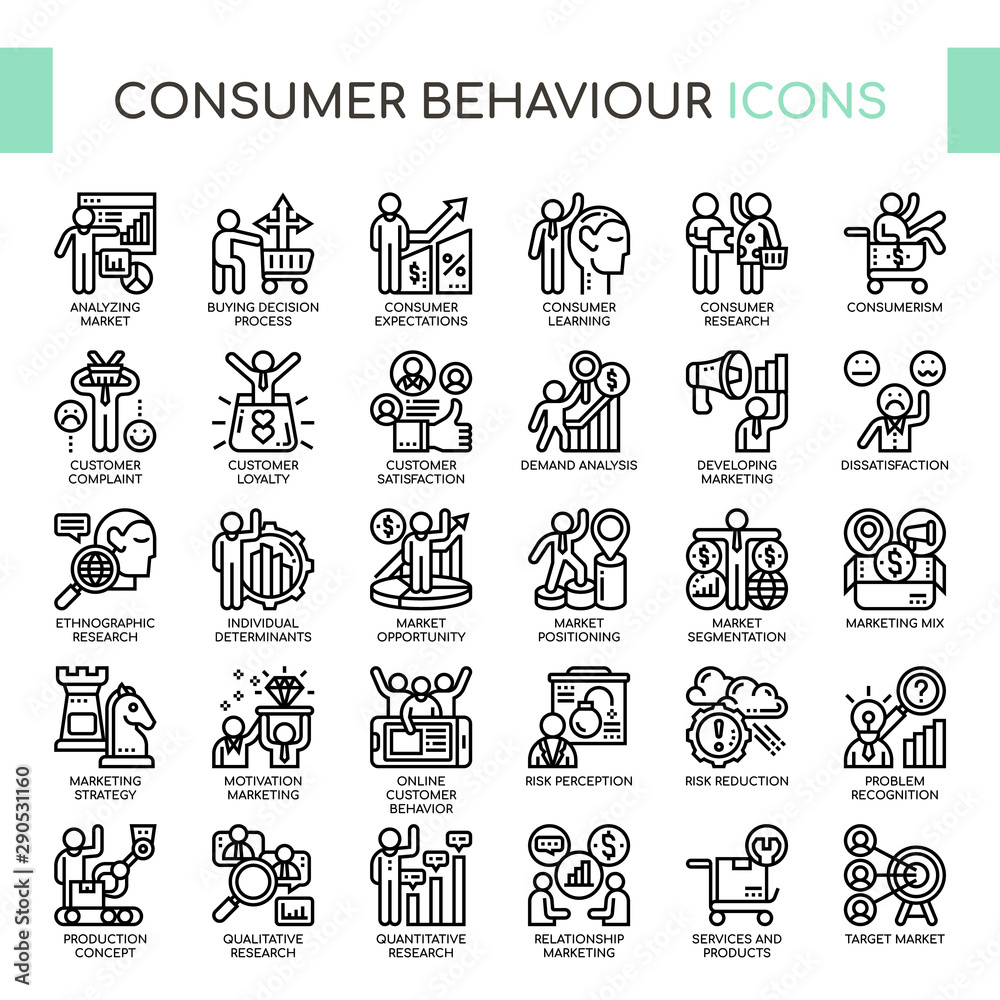 Consumer Behaviour , Thin Line and Pixel Perfect Icons
