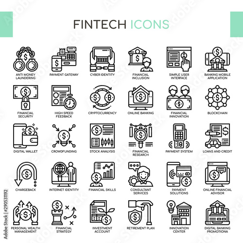 Fintech , Thin Line and Pixel Perfect Icons