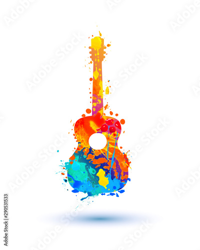 Guitar of watercolor splash paint