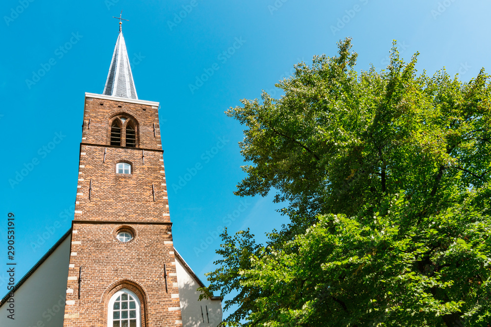 Tower of Begijnhof Chapel  in Amsterdam, The Netherlands
