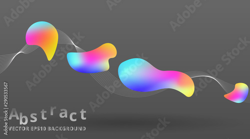 Futuristic fluid and liquid poster design, creative colorful concept, plastic bubbles  floating.