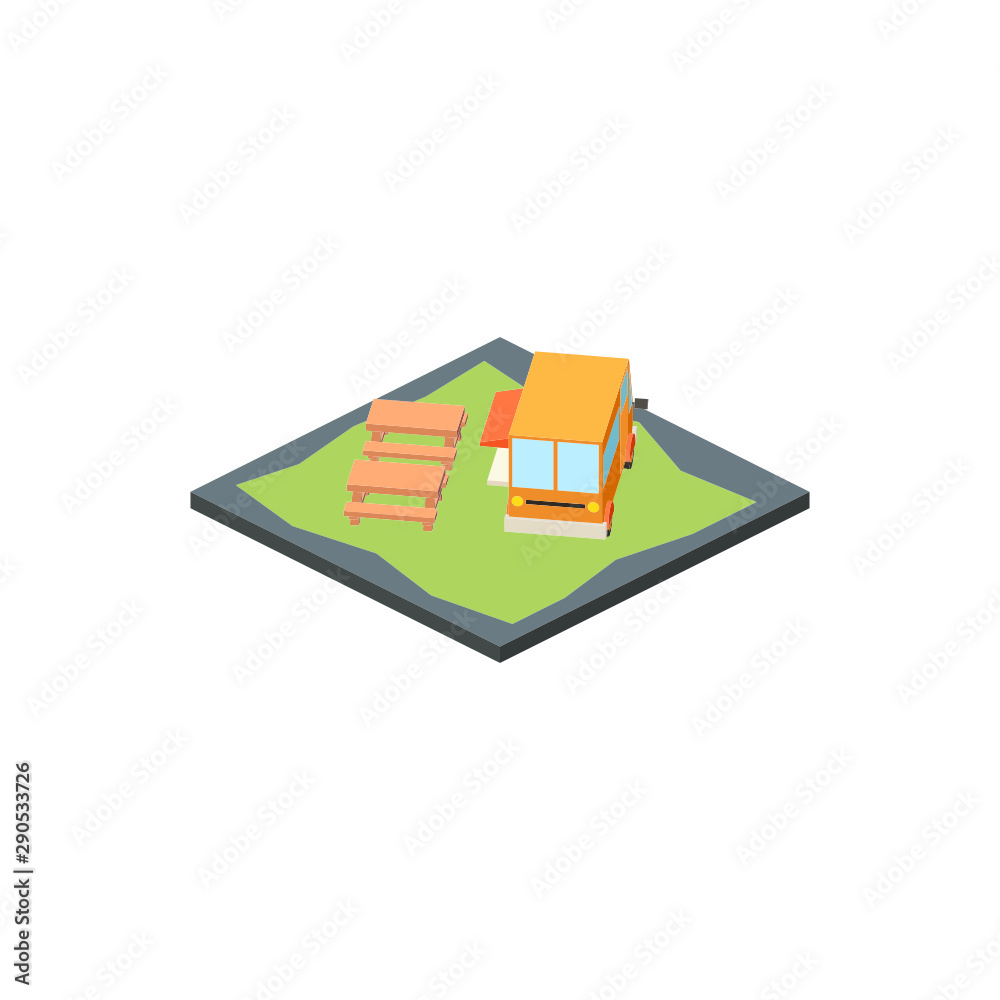 food truck isolated images with bench table food truck isolated images with bench table