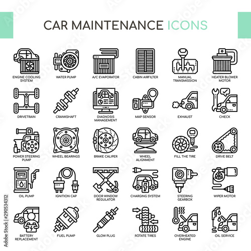 Car Maintenance , Thin Line and Pixel Perfect Icons