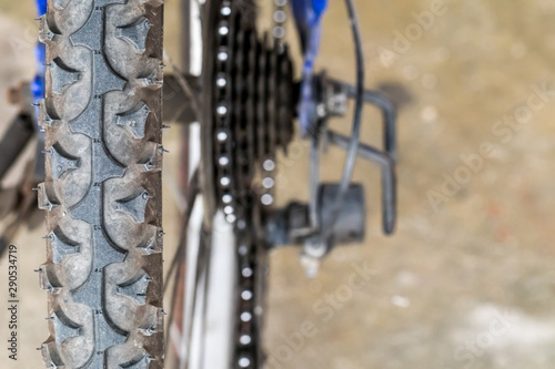bicycle tires and Bicycle wheel. close-up 
