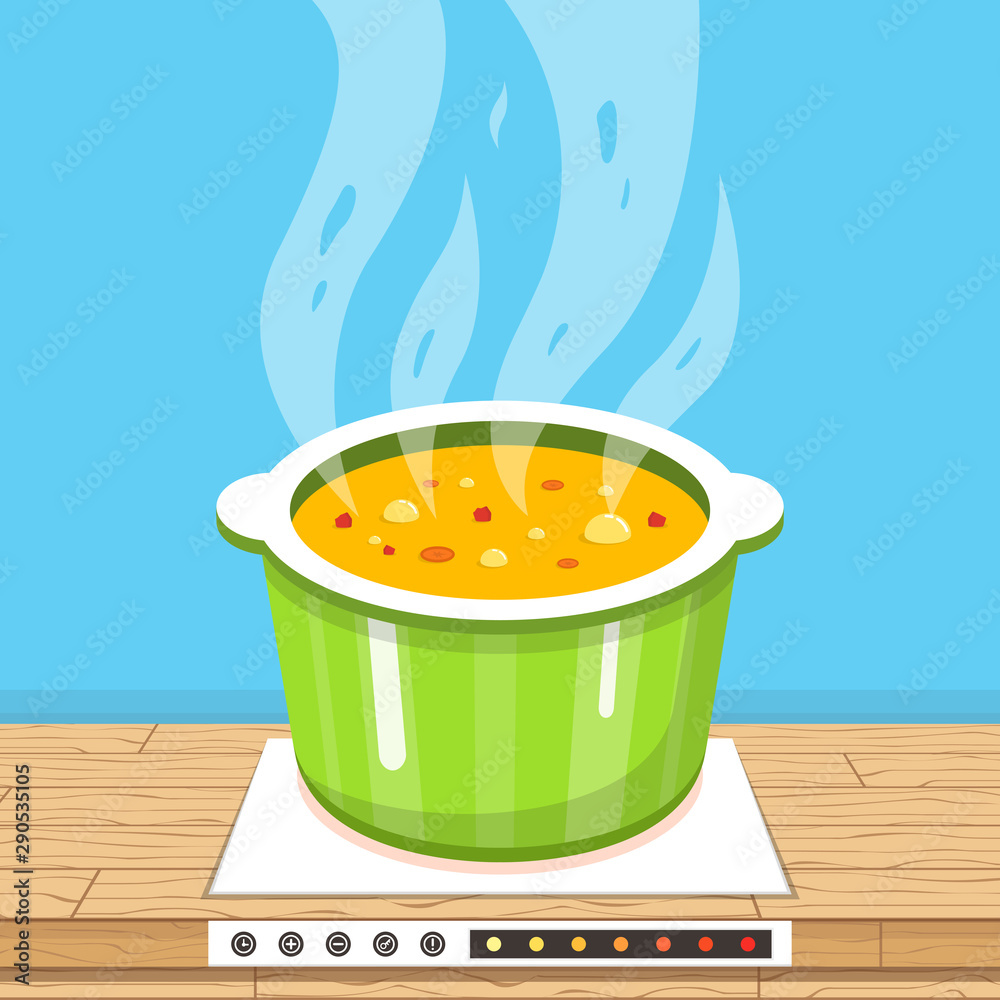 Pot Of Soup Stock Illustration - Download Image Now - Pressure Cooker, Soup,  Cooking Pan - iStock