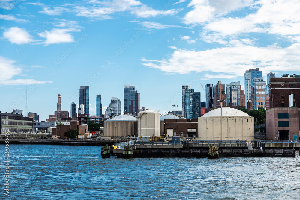 Industrial facilities in the port of New York City, USA
