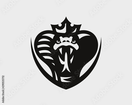 Crowned Snake head logo. Viper emblem design editable for your business. Vector illustration.