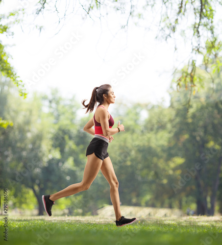 Young woman jogging in a park