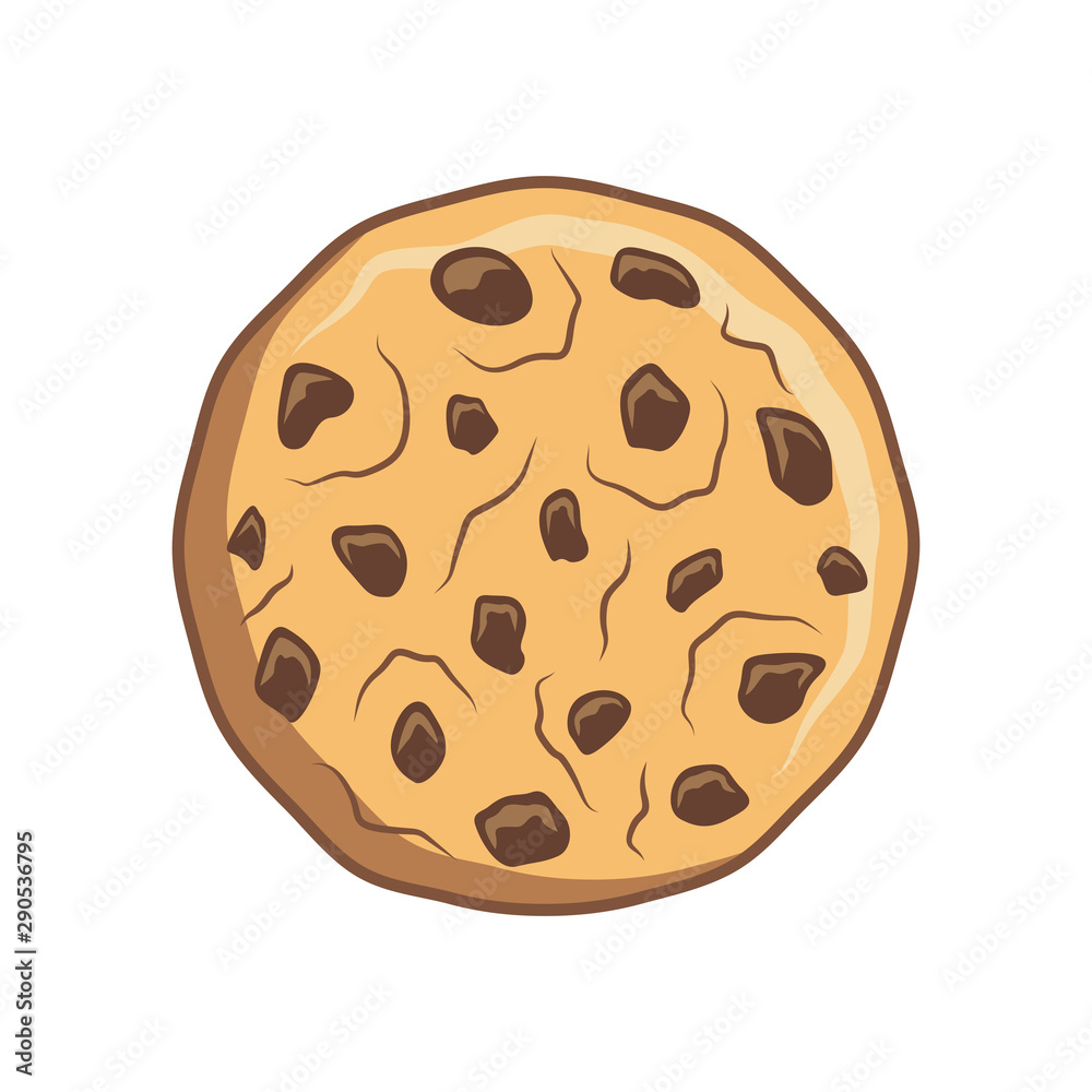 Fototapeta premium Chocolate chips cookie. Sweet food. Vector illustration.