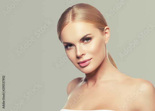 Beauty woman face healthy skin blonde hair