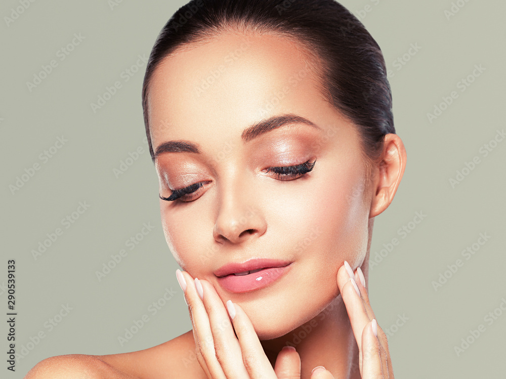 Beautiful woman beauty hair and skin natural make up cosmetic concept Beautiful woman beauty hair and skin natural make up cosmetic concept