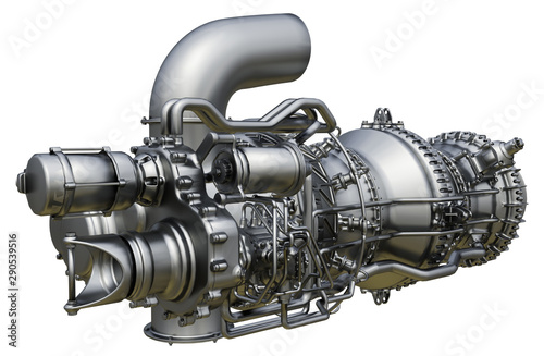 Gas turbine engine centrifugal type of sales gases compressor in pressurized enclosure. 3d rendering.