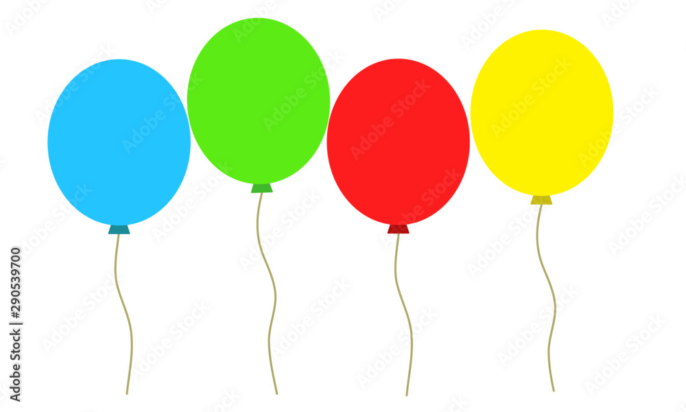 Bunch of balloons in flat style vector isolated on white background