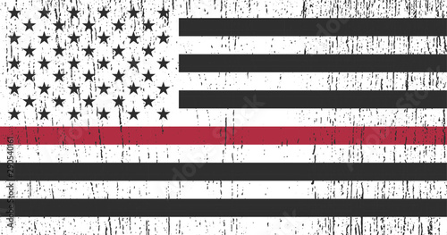Flag of USA with Red Line - symbol firefighters