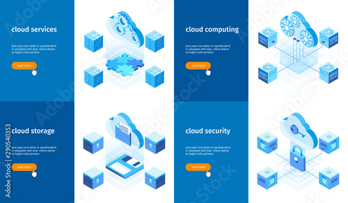Cloud technology banners set