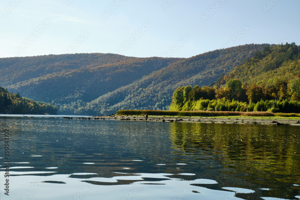 Obraz premium Calm river on the Kamchatka Peninsula in the fall. A place for fly fishing