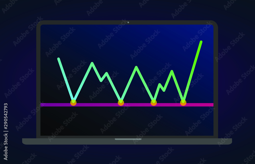 Support level line flat icon - chart pattern figure technical analysis. Vector stock and cryptocurrency exchange graph, forex analytics, trading market price.