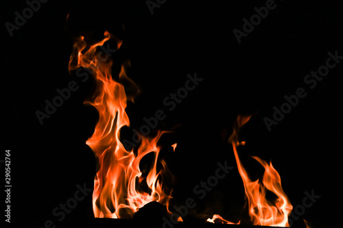Fire flames on black background © ppicasso