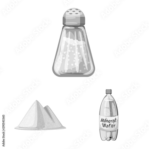Vector illustration of salt and food symbol. Set of salt and mineral stock symbol for web.
