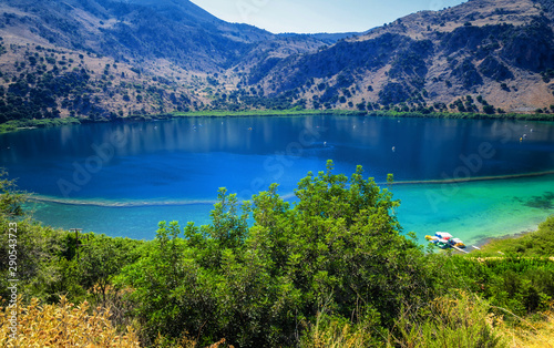 Obraz na plátně Lake Kournas at Crete island in Greece