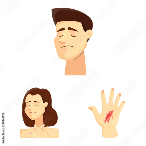 Isolated object of pain and disease symbol. Set of pain and injury vector icon for stock.