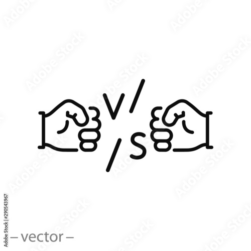 letters vs icon, battle versus teams, match, competition boxing game, thin line web symbol on white background - editable stroke vector illustration eps10