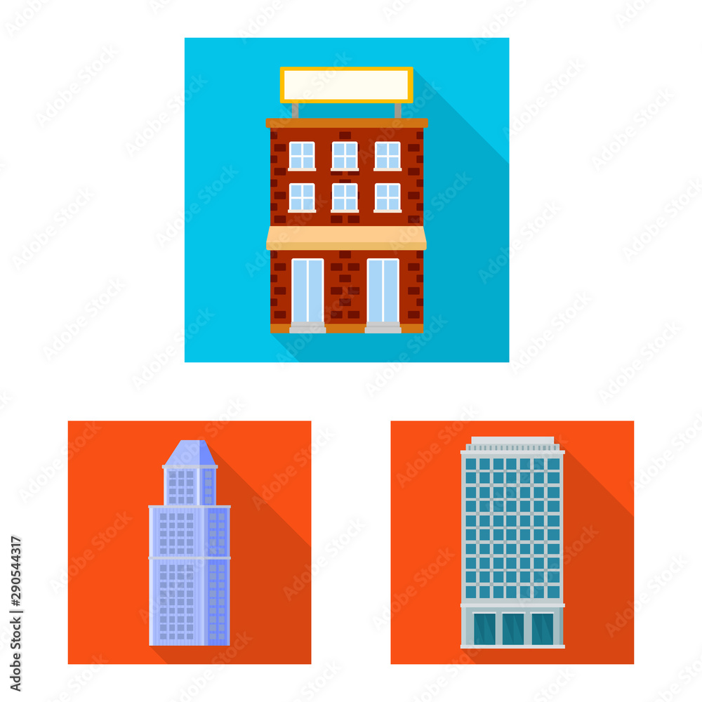 Isolated object of municipal and center logo. Set of municipal and estate vector icon for stock.