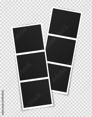Vector Photo frame mockup design. Photo frame on sticky tape isolated on transparent background. Vector illustration