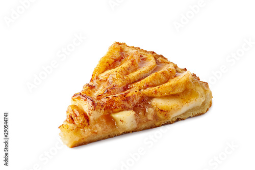 Fotografie Piece of french apple tart on white