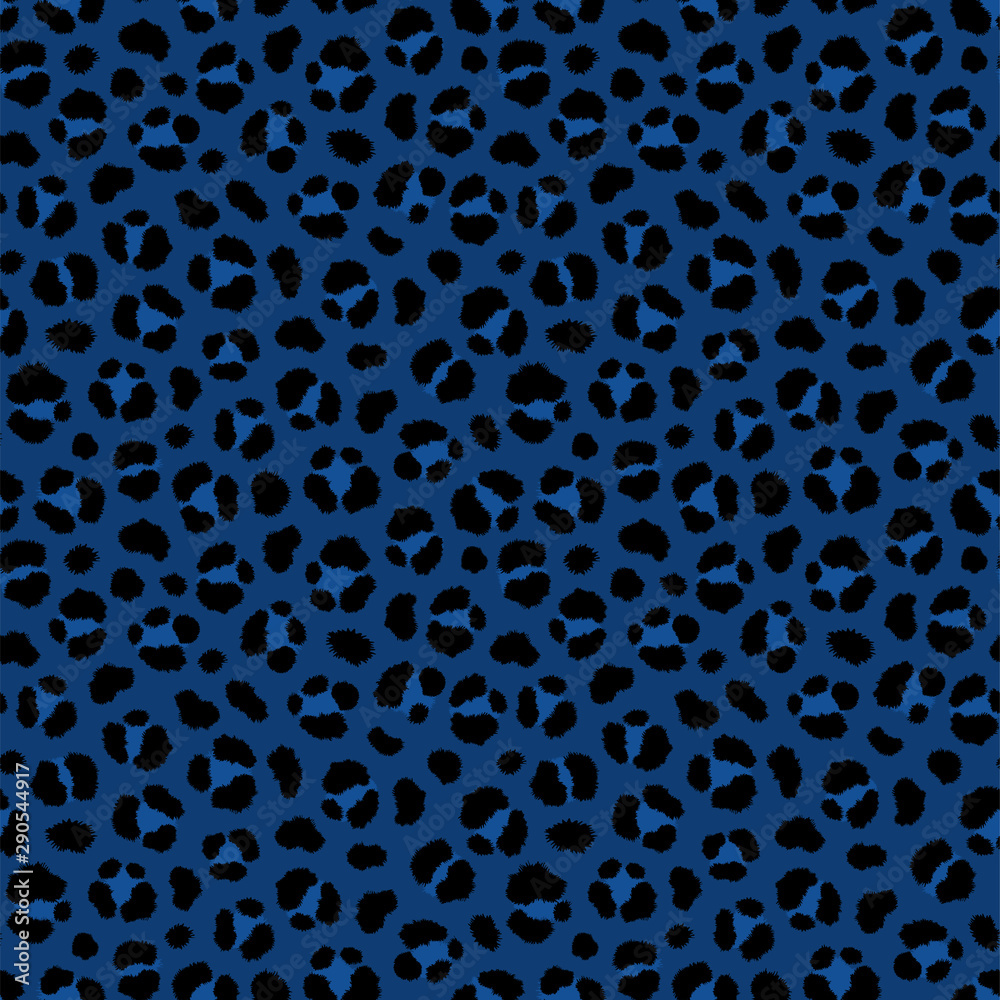 Blue leopard seamless pattern. Vector animal print Stock Vector