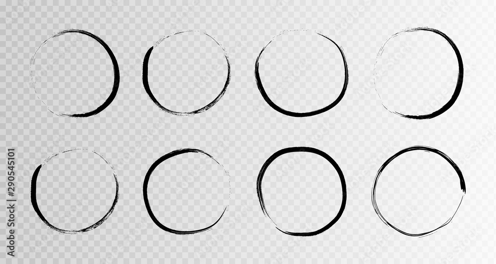 Super set of grunge hand drawn circle brush isolated on transparant background. Vector illustration Super set of grunge hand drawn circle brush isolated on transparant background. Vector illustration