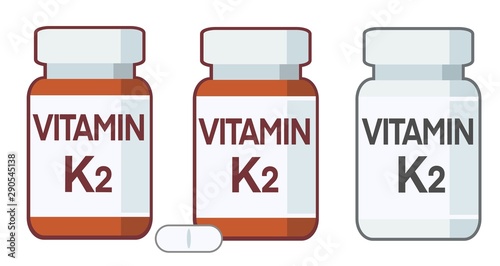 Bottle of pills, vitamin K2 supplement