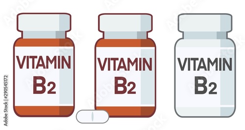 Bottle of pills, vitamin B2 supplement