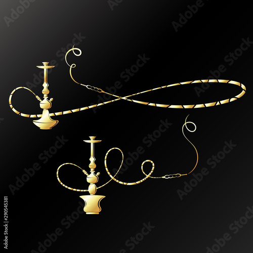 Golden hookah for relaxation set unique design